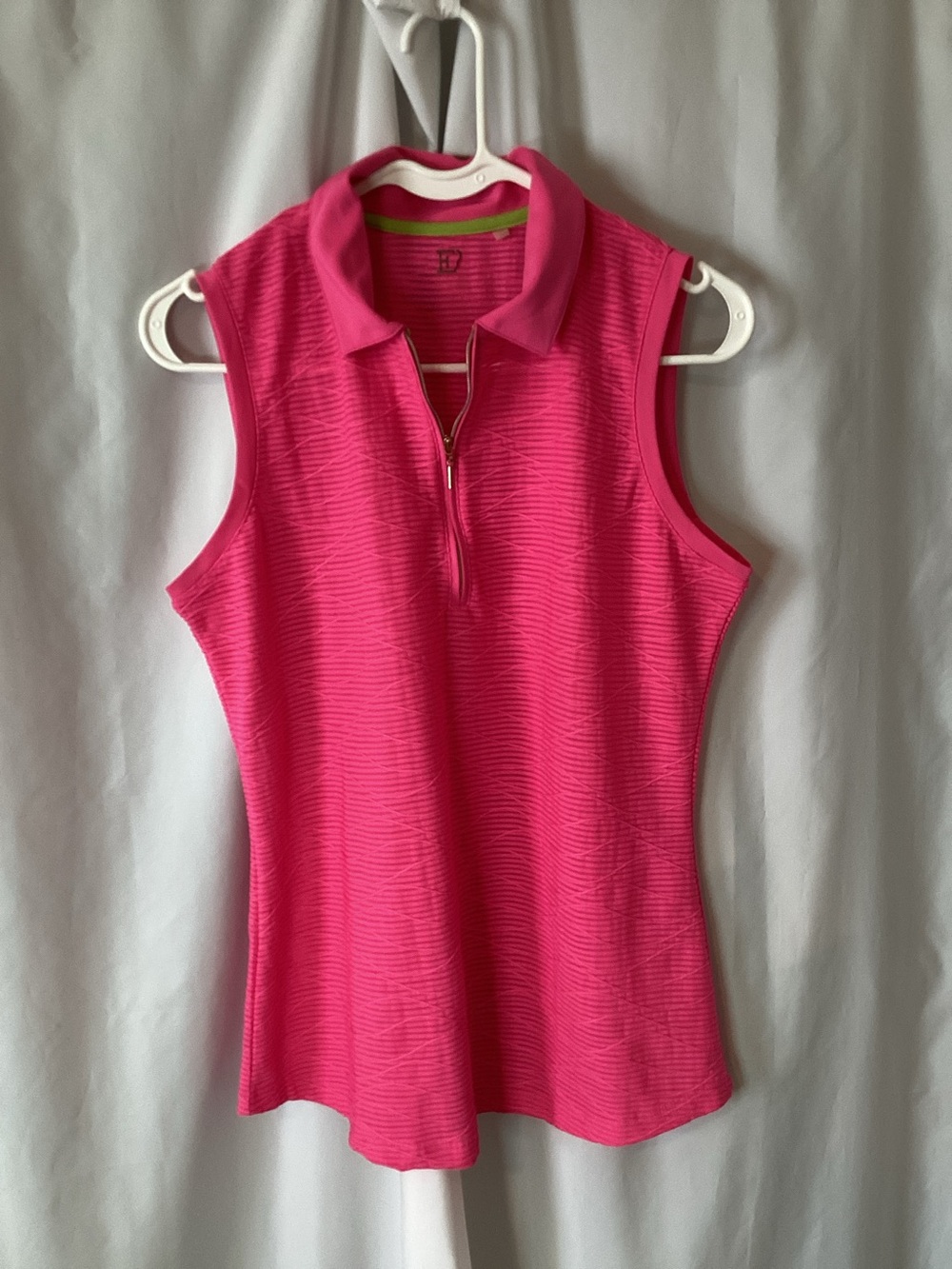 EP Pro Golf Sleeveless Zip Polo Tank Top - Bright Pink